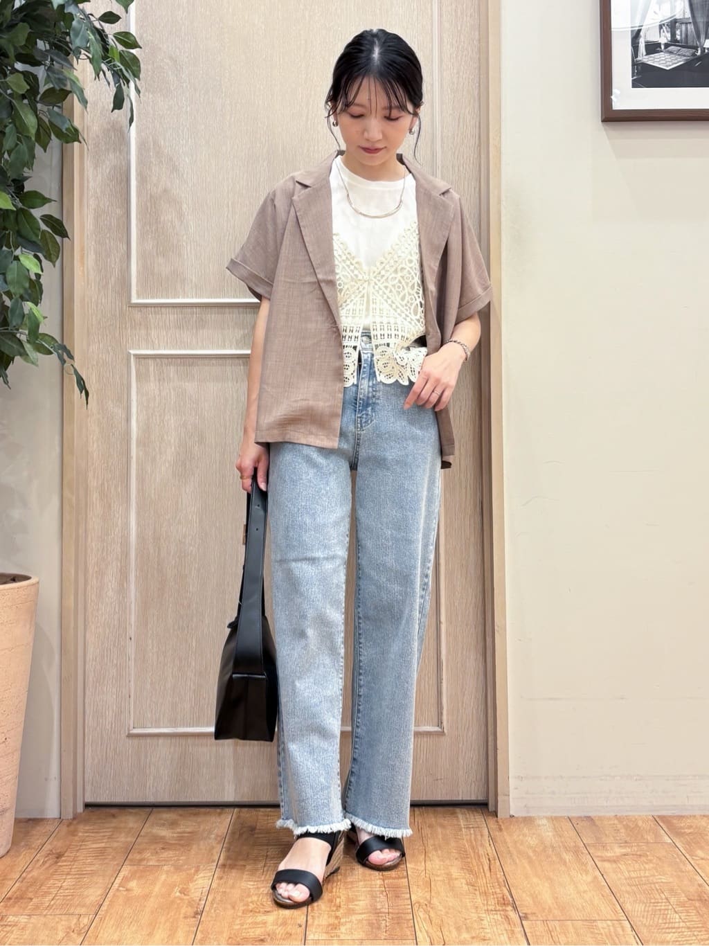 なみさんの「SHOO･LA･RUE｜【S-LL】さらりと着たい大人のための 麻調半袖ジャケット」を使ったコーディネート