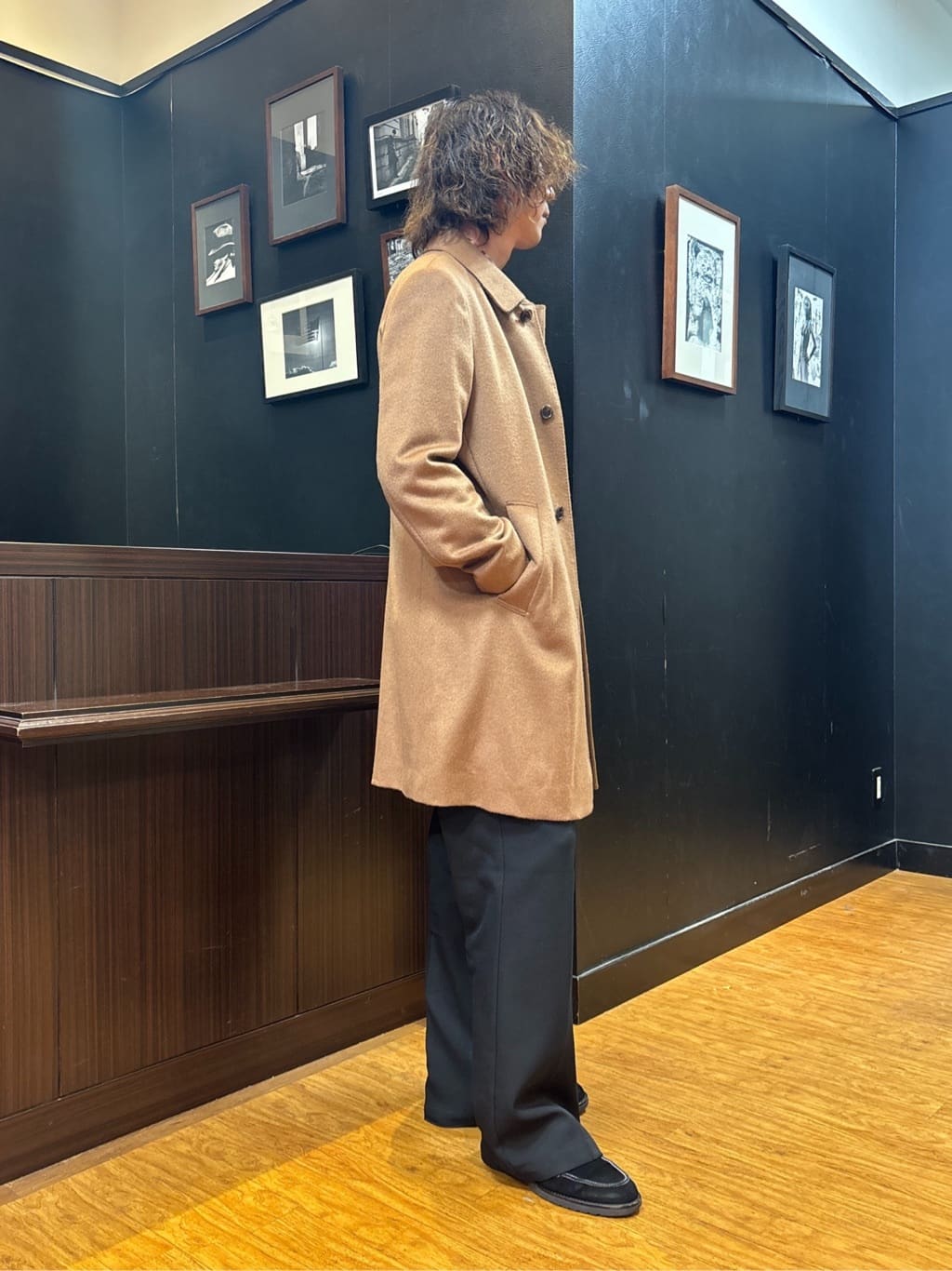 おーのさんの「TAKEO KIKUCHI｜カシミヤブレンド ビーバー調ステンカラーコート」を使ったコーディネート