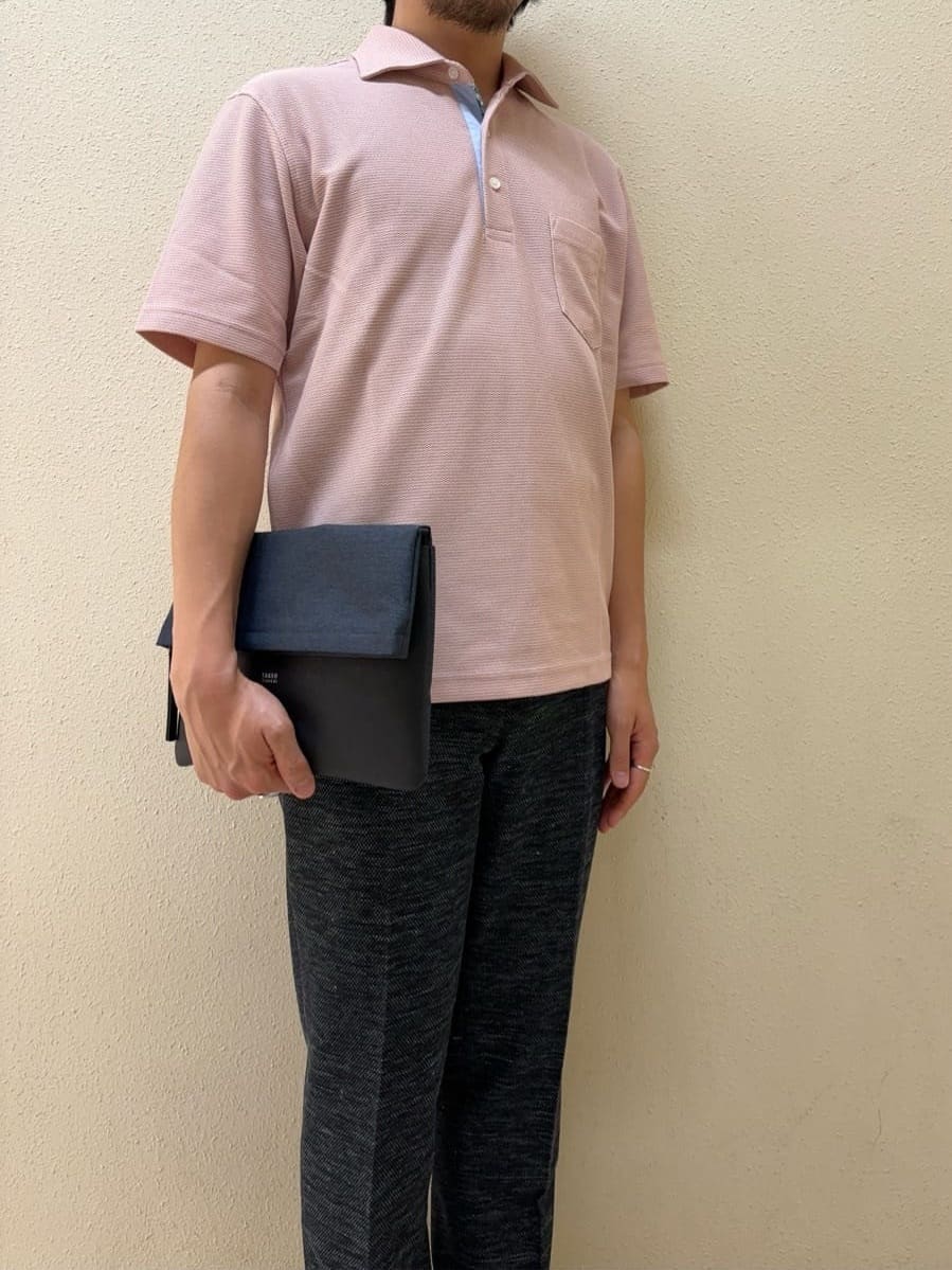 及川さんの「TAKEO KIKUCHI｜【抗菌防臭／9色5サイズ展開】ハニカムメランジ ポロシャツ」を使ったコーディネート