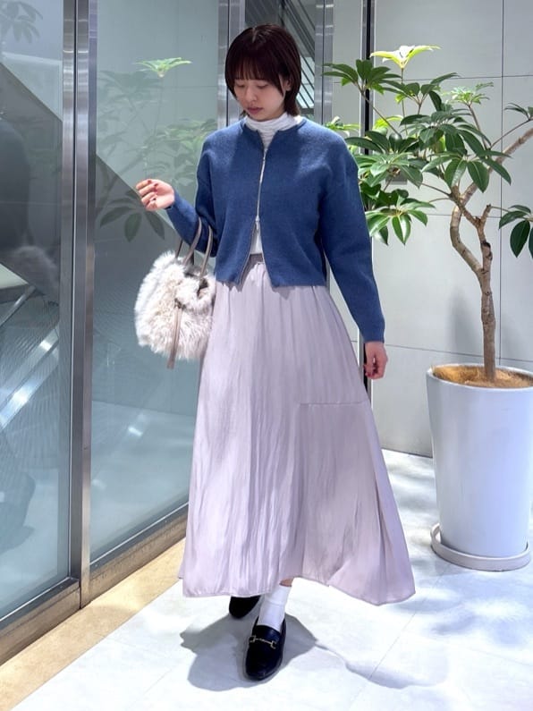 yukaさんの「UNTITLED｜【ゆったりサイズ／着丈短め】ジップニットカーディガン」を使ったコーディネート