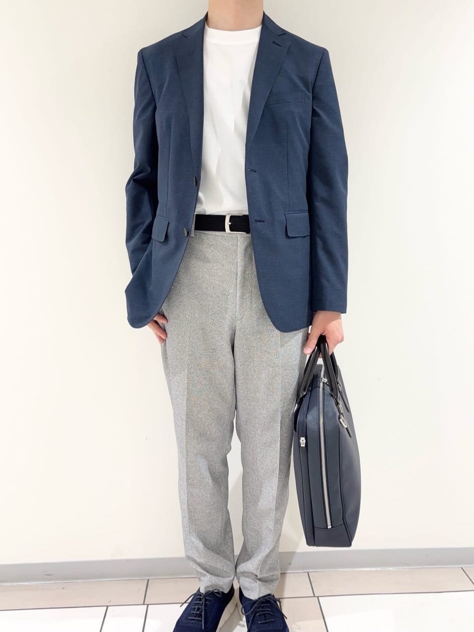 及川さんの「TAKEO KIKUCHI｜【抗菌防臭】COOL DOTS（R）ドビープリント ジャケット」を使ったコーディネート