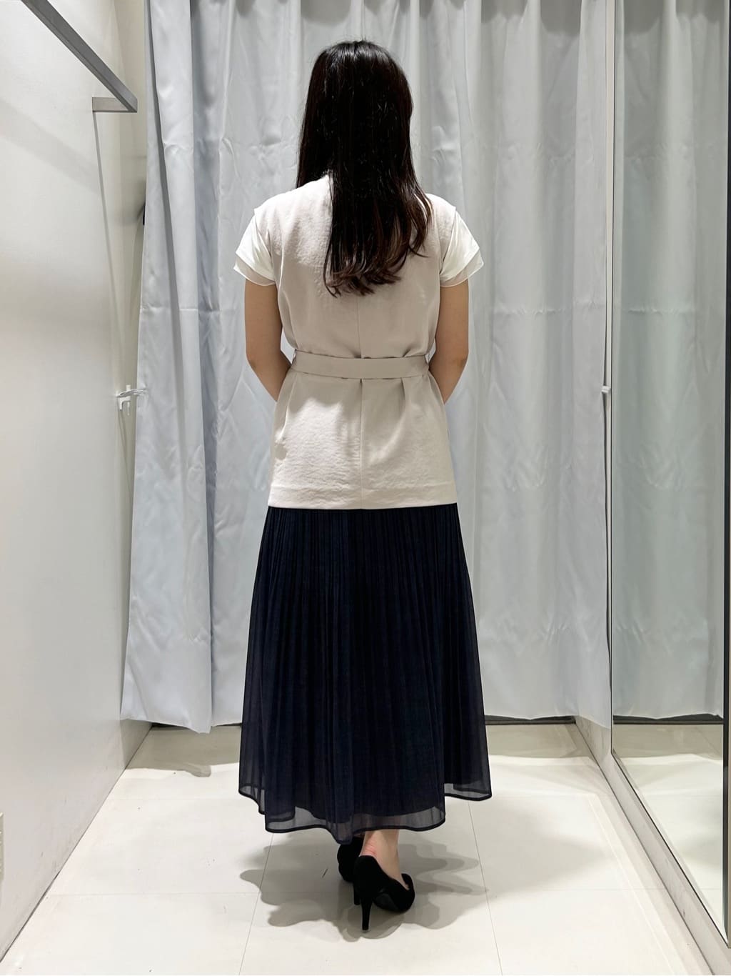 ももさんの「COUP DE CHANCE｜【手洗い可】デニム風プリーツスカート」を使ったコーディネート