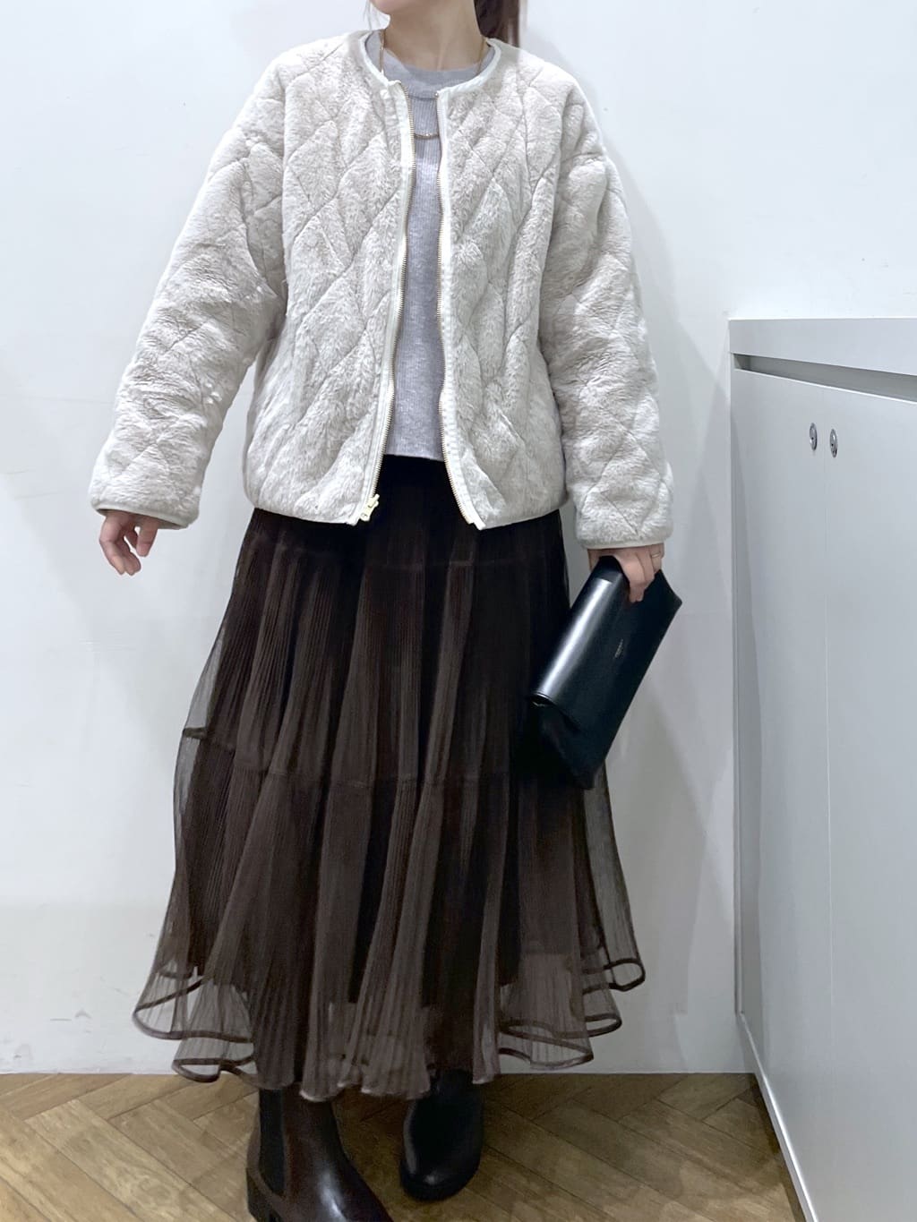 Junさんの「index｜モックネックボクシーラメニット【洗濯機OK】《7col》」を使ったコーディネート