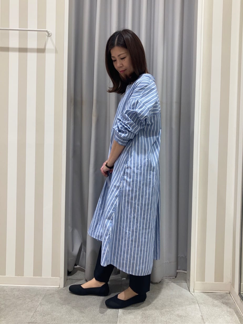 𝐂𝐡𝐢𝐢 &hearts;(ちー)さんの「SHOO･LA･RUE｜◆【洗える/S-LL】ストライプAラインワンピース」を使ったコーディネート