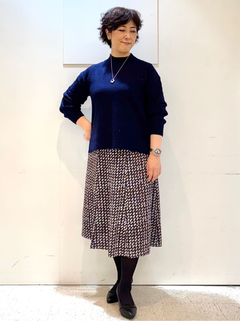 ヤスコさんの「Reflect｜【一枚で着映え◎／ゆったりシルエット】ラメ&times;スパンコールウール混ニット」を使ったコーディネート