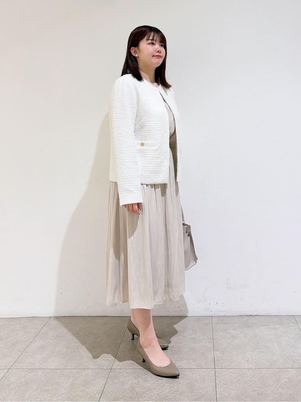 emikaさんの「INDIVI｜【セレモニー／洗える】ミックスツイードライトジャケット」を使ったコーディネート