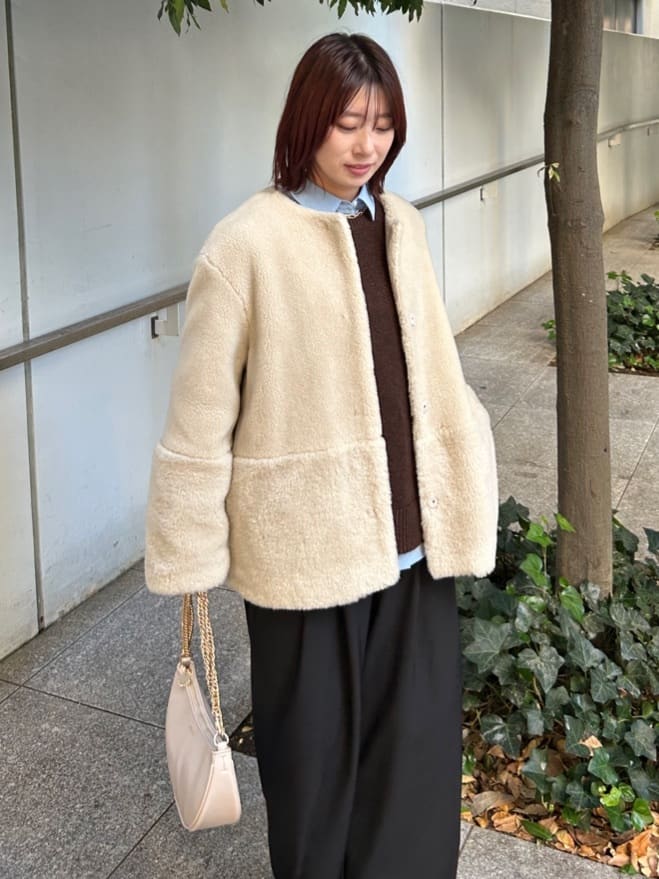 RINAさんの「OPAQUE.CLIP｜リラクシークルーネックニット【洗濯機OK】」を使ったコーディネート