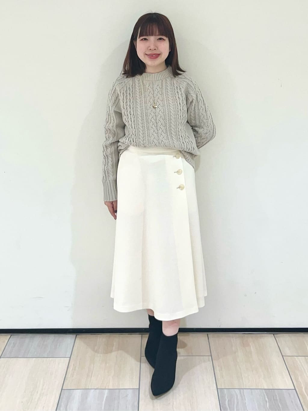 Mitsukiさんの「UNTITLED｜【洗える】スポンディッシュ ケーブル柄ニット」を使ったコーディネート