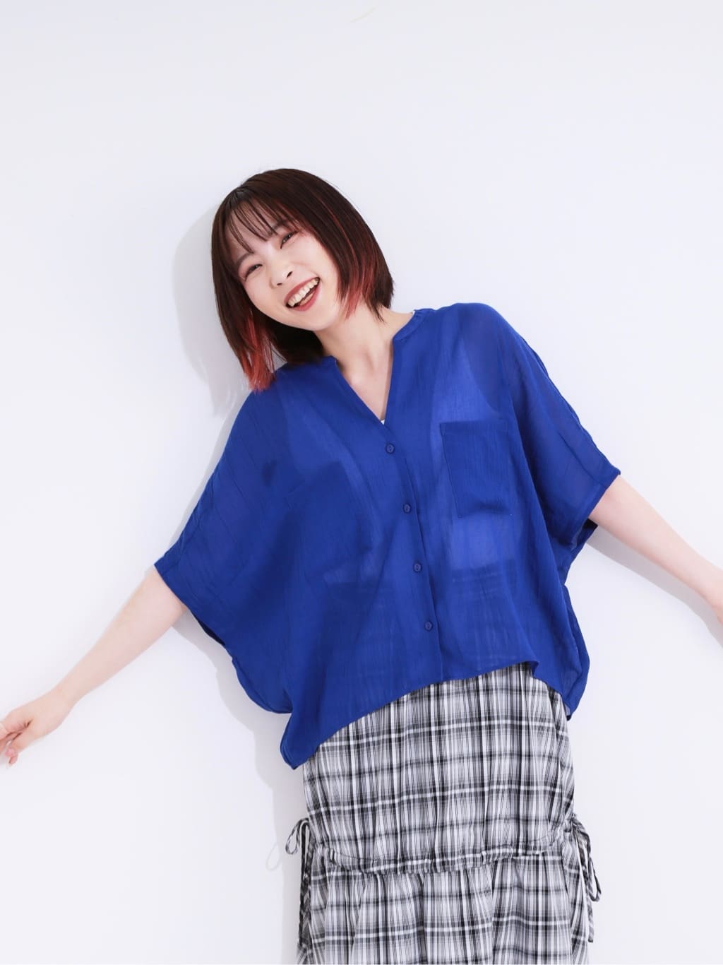𝐜𝐡𝐢𝐤𝐚さんの「SHOO･LA･RUE｜【S-LL】シルエットが変えられる チェック柄リボンフレアスカート」を使ったコーディネート