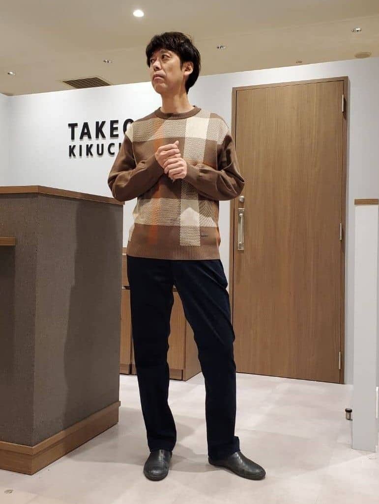 ishidaさんの「TAKEO KIKUCHI｜【Made in JAPAN】ビッグチェック＆スライドパズル柄 ニット」を使ったコーディネート