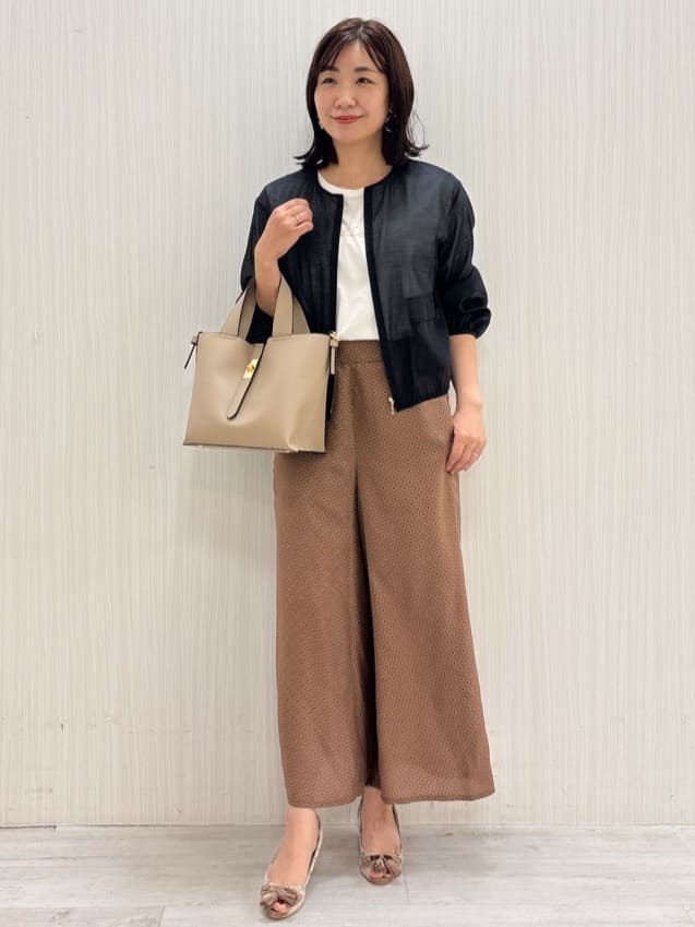 yuさんの「COUP DE CHANCE｜【手洗い可／日本製】小紋柄ワイドパンツ」を使ったコーディネート