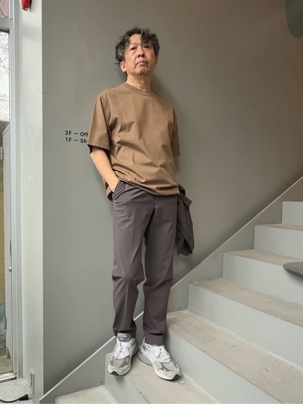 デザイナーTAKEman さんの「TAKEO KIKUCHI｜【抗菌防臭／5サイズ展開】ハイゲージポンチ Tシャツ」を使ったコーディネート