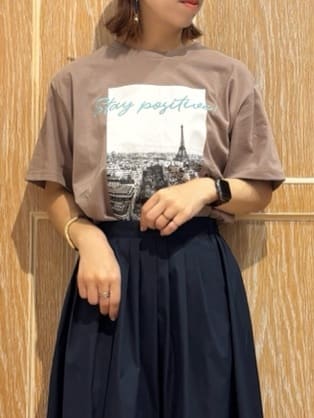 meiさんの「SHOO･LA･RUE｜【S-LL/ひんやり/UV】選べる6柄でそれぞれ欲しくなる プリントTシャツ」を使ったコーディネート
