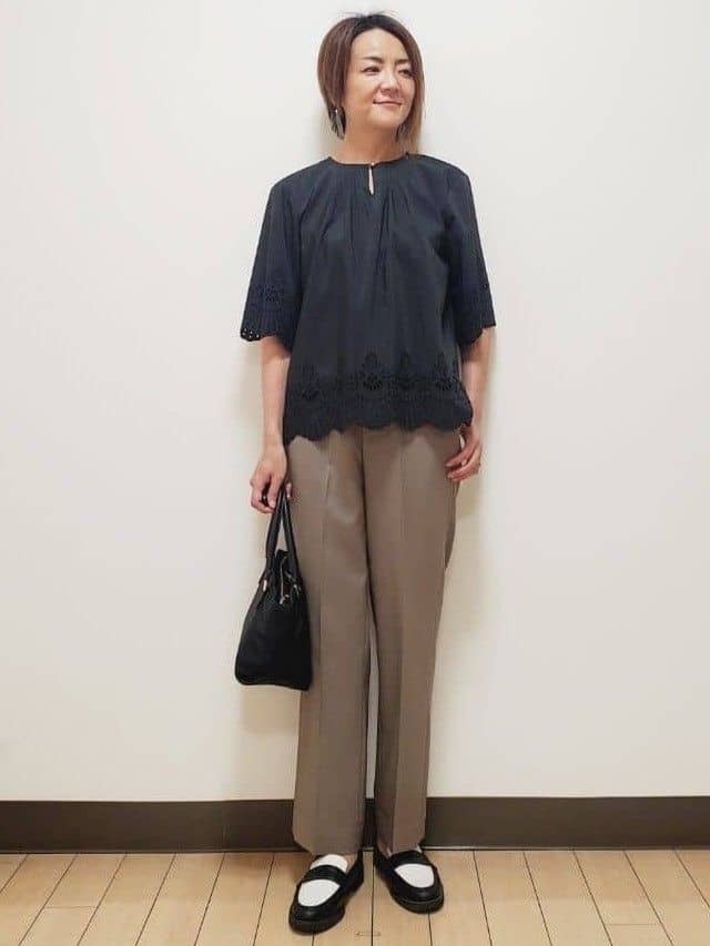 yuuさんの「Reflect｜【マシンウォッシュ可】リネンライクフレアパンツ」を使ったコーディネート