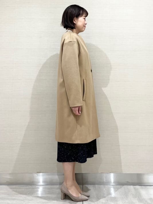 なつよさんの「UNTITLED｜【日本製／通勤／フォーマル】カシミヤ混ノーカラーコート」を使ったコーディネート
