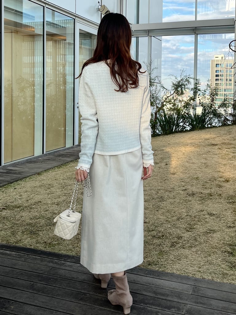 はばさんの「Couture brooch｜【ハレの日・通勤】フリンジツイードジャンスカ」を使ったコーディネート
