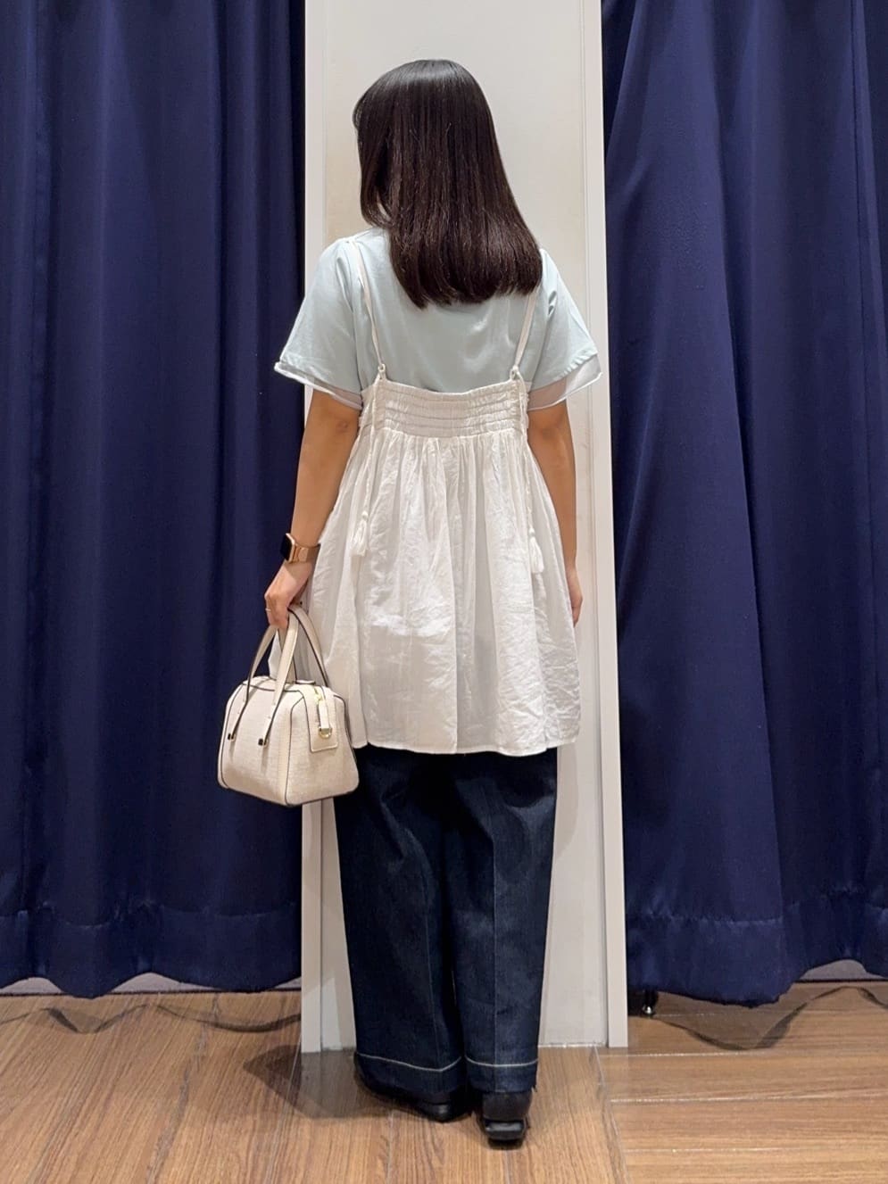 cherryさんの「THE SHOP TK｜【美脚/オ―ルシーズン】デニムマリンパンツ/洗濯機OK」を使ったコーディネート