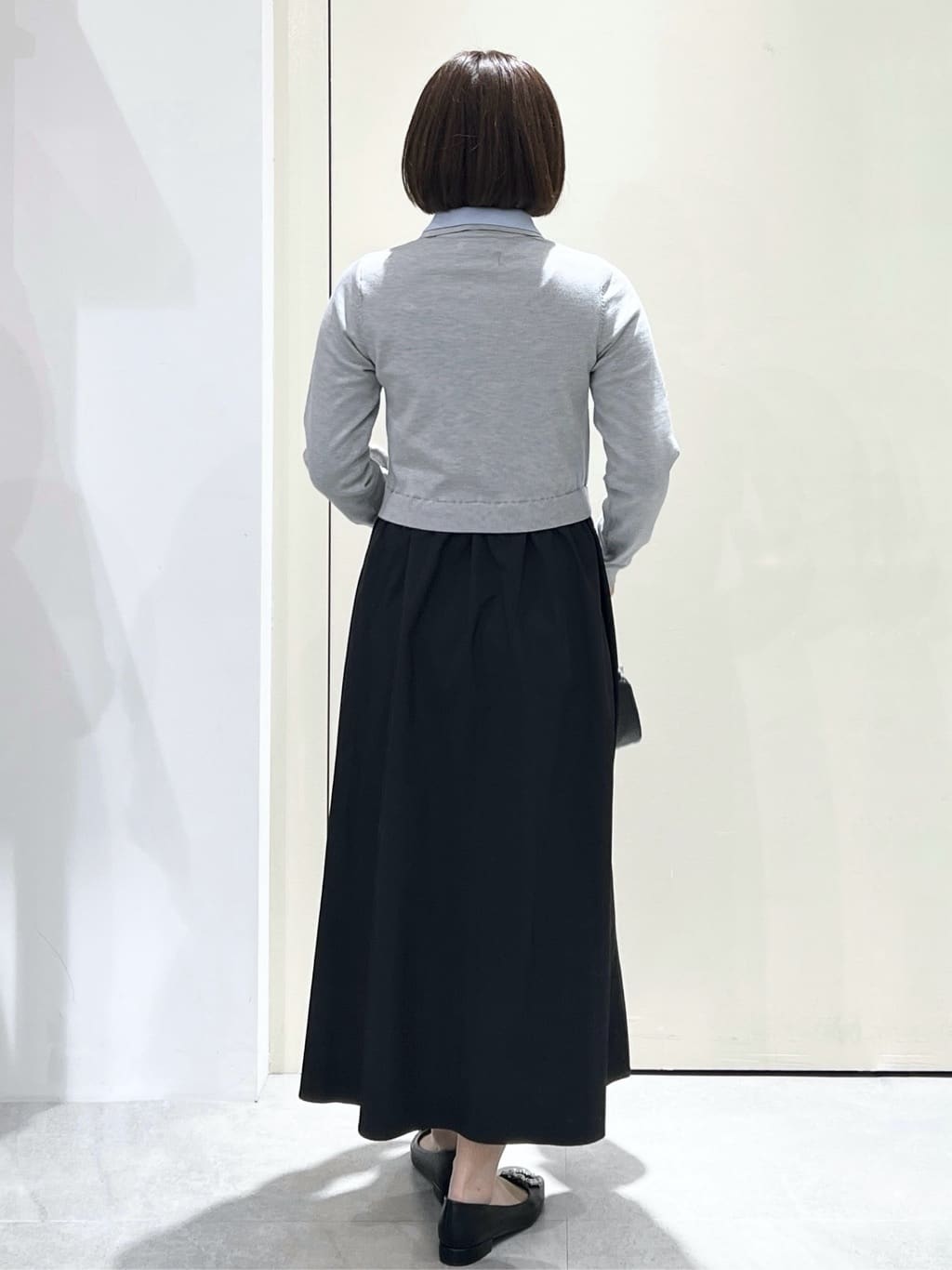 Unaさんの「OPAQUE.CLIP｜ダブルポロ衿ニットドッキングワンピース【洗濯機OK】」を使ったコーディネート