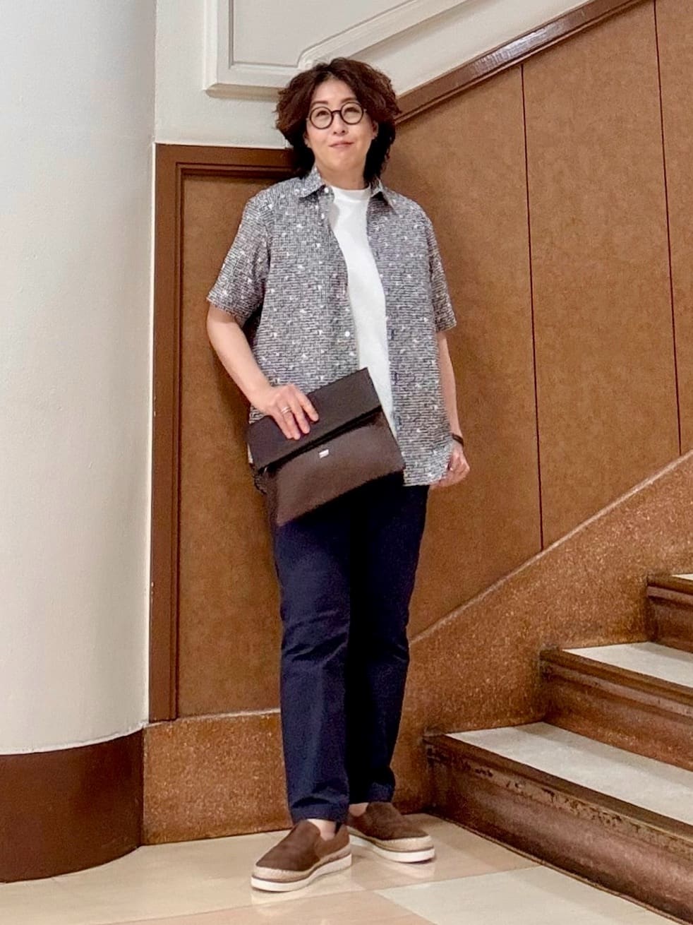 のぐみさんの「TAKEO KIKUCHI｜【抗菌防臭／5サイズ展開】ハイゲージポンチ Tシャツ」を使ったコーディネート