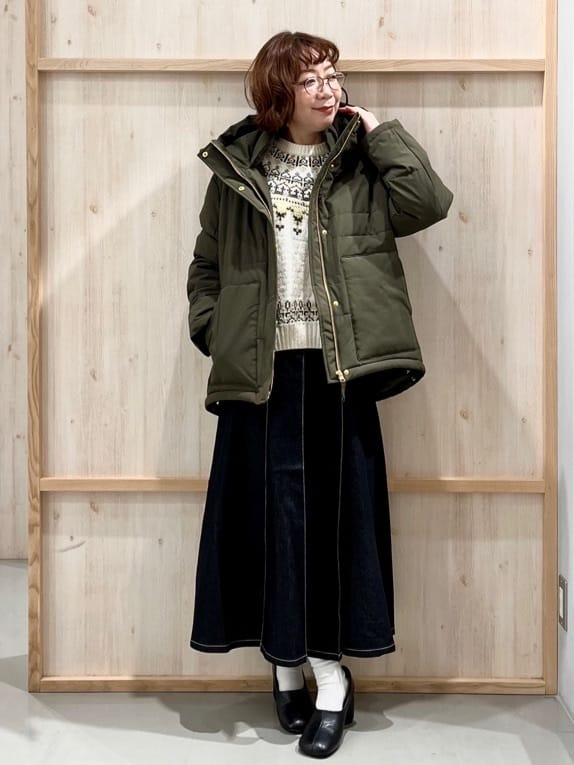nakoさんの「THE SHOP TK｜【すっきり見えシルエット】上品ふわもこ中綿ブルゾン」を使ったコーディネート