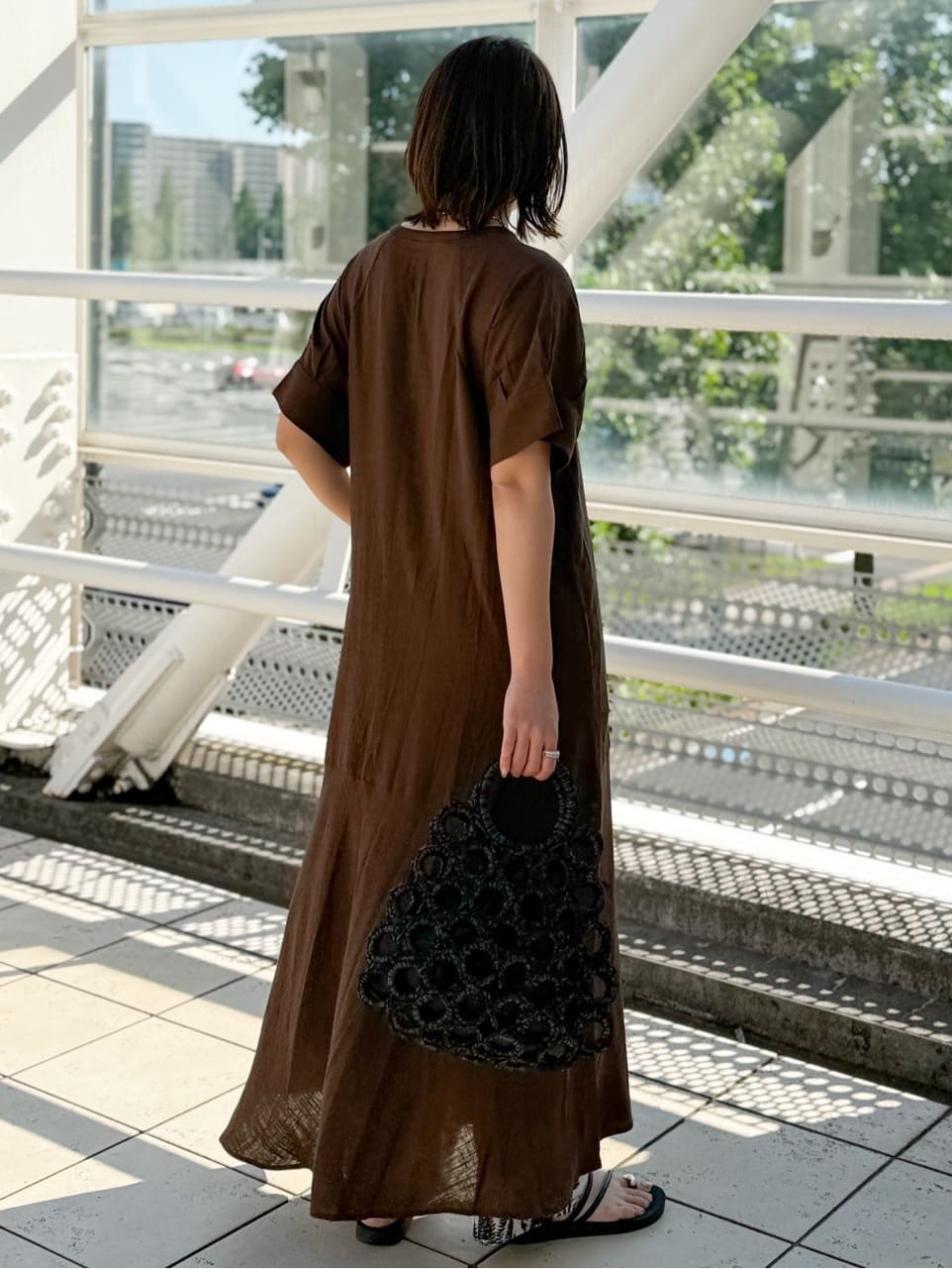 yuka.aさんの「OPAQUE.CLIP｜レーヨン麻キーネックワンピース【洗える】」を使ったコーディネート