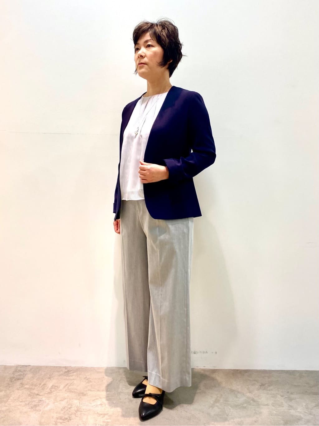 oharaさんの「Reflect｜◆【フォーマル/洗える/セットアップ可】ノーカラージャケット」を使ったコーディネート