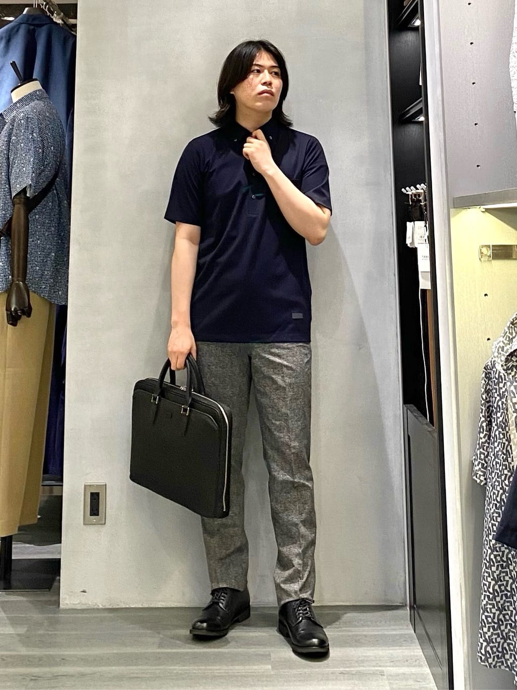 nishiさんの「TAKEO KIKUCHI｜【抗菌防臭】COOL DOTS（R）ドビープリント ジャケット」を使ったコーディネート