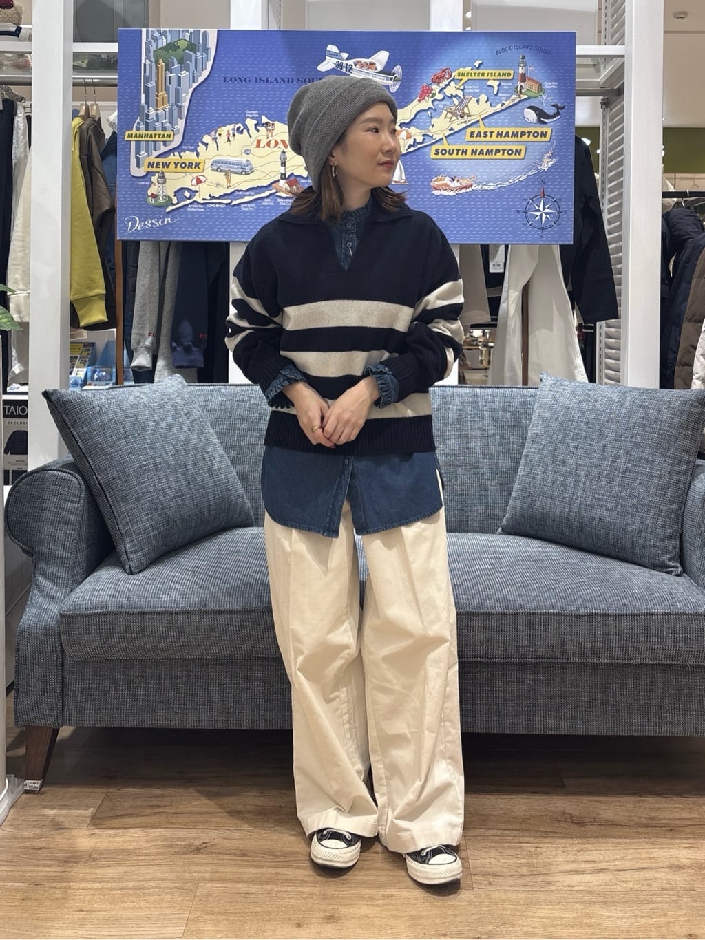 risaさんの「Dessin｜【セットアップ可・洗える】マリンコーデュロイパンツ」を使ったコーディネート