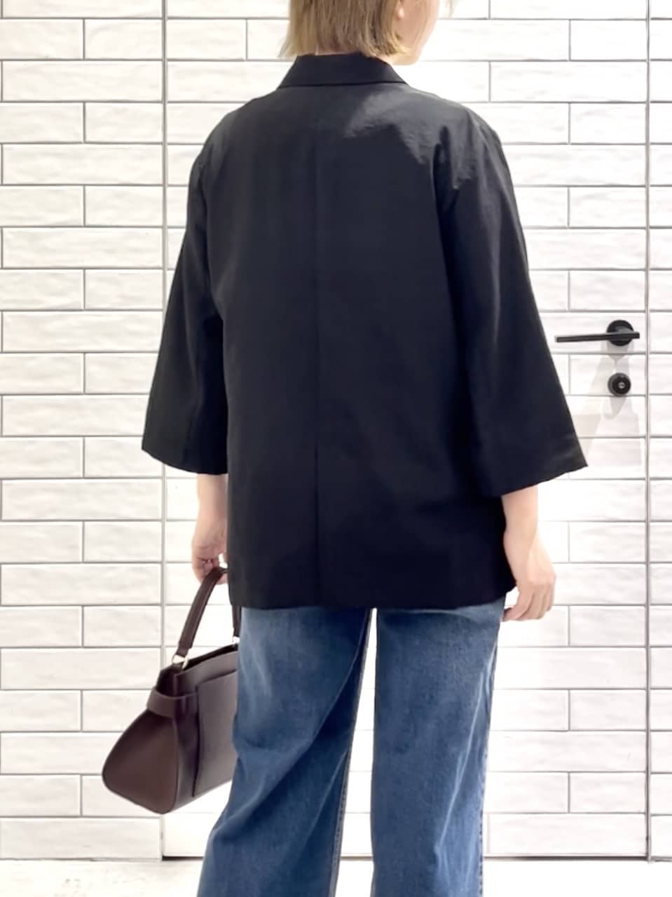しおりさんの「OPAQUE.CLIP｜リネンライクダブルジャケット【洗える】」を使ったコーディネート