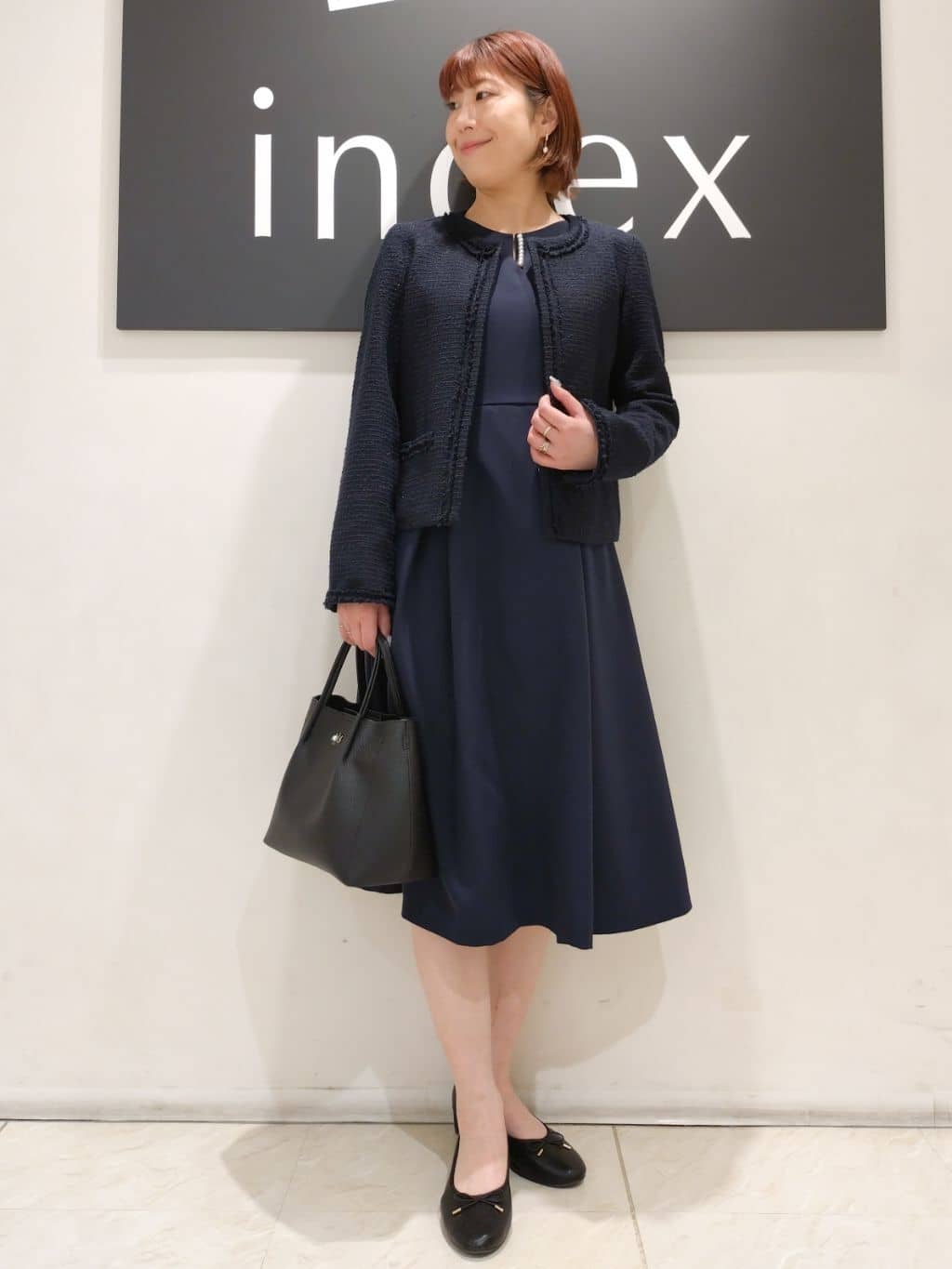 n.さんの「index｜◆＜通勤・セレモニー／セットアップ対応＞ノーカラーツイードジャケット【洗える】」を使ったコーディネート
