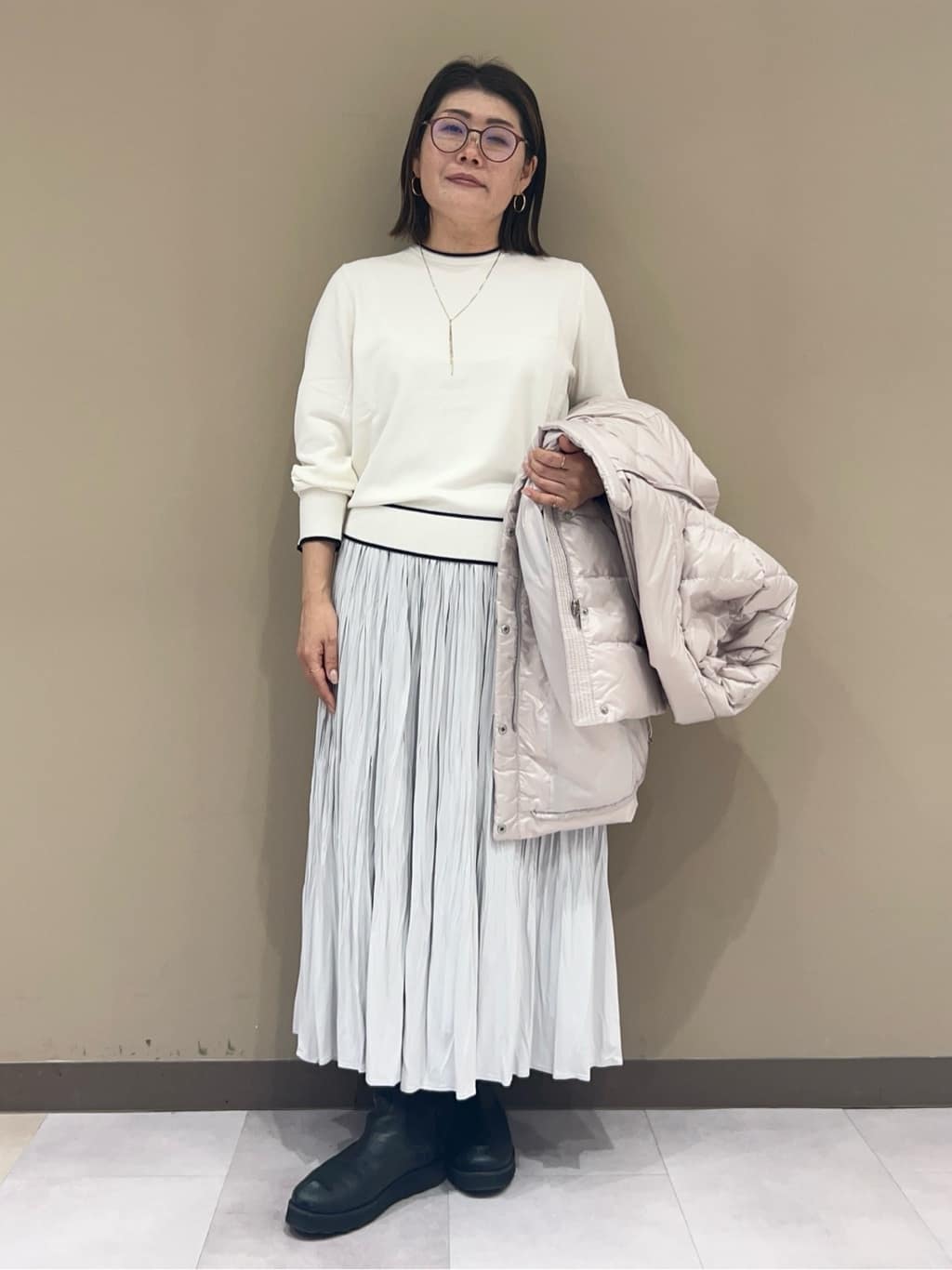 fukuさんの「UNTITLED｜◆【アンサンブル可能/6色展開】スパンレーヨン プルオーバーニット」を使ったコーディネート