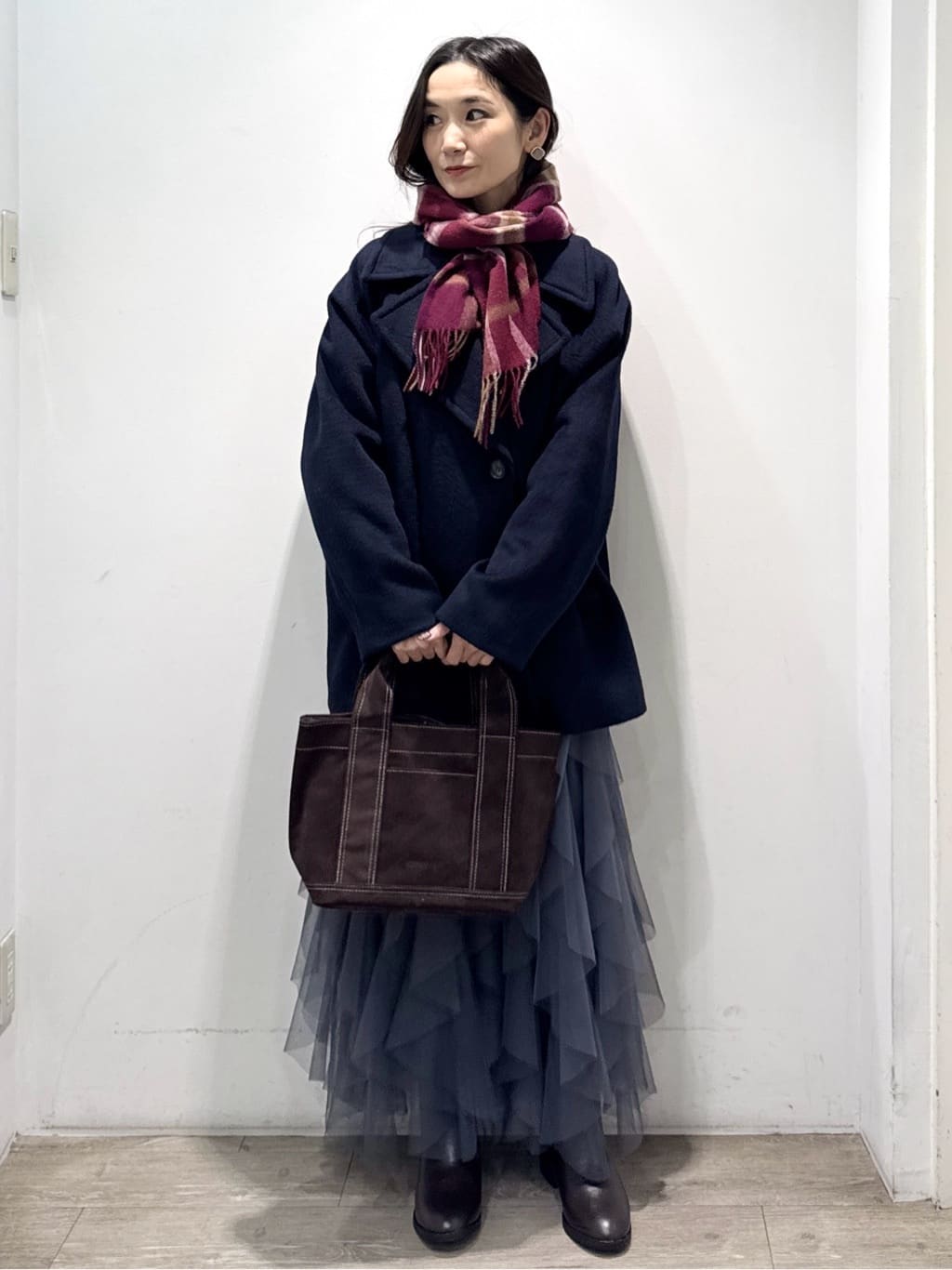 yuicciさんの「OPAQUE.CLIP｜カシミヤブレンドウールミドルピーコート」を使ったコーディネート