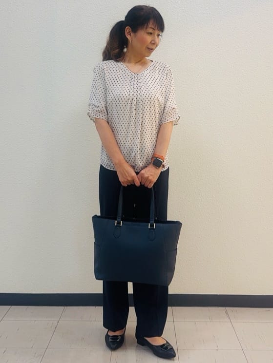 ⭐︎Eimi⭐︎さんの「Reflect｜【マシンウォッシュ可／セットアップ可】コツキ柄プリントブラウス」を使ったコーディネート