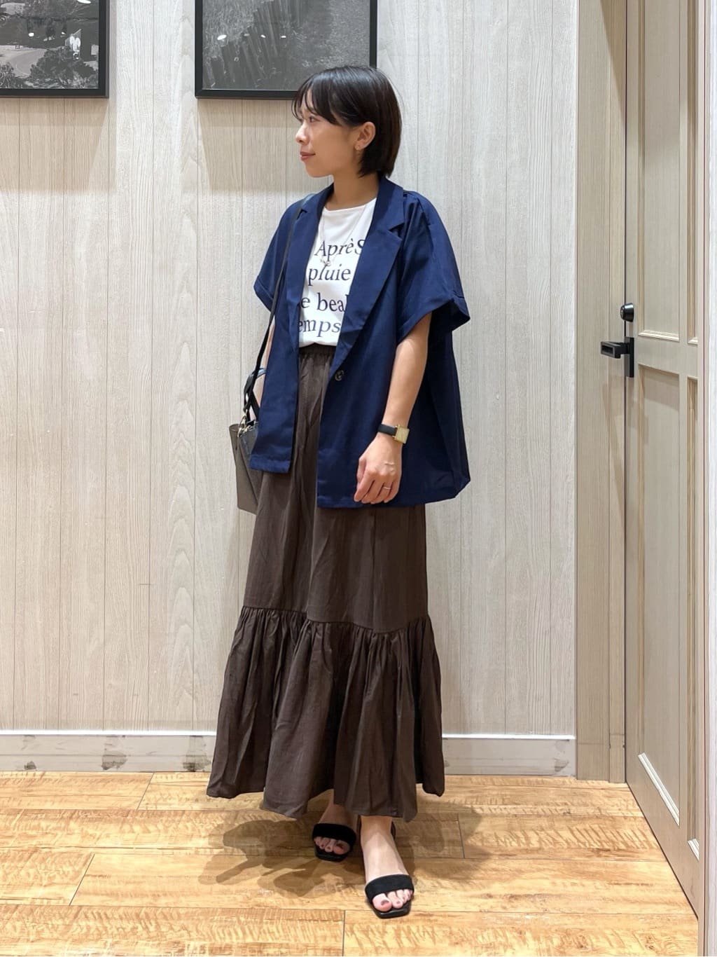 shirayuuuさんの「SHOO･LA･RUE｜【S-LL】さらりと着たい大人のための 麻調半袖ジャケット」を使ったコーディネート