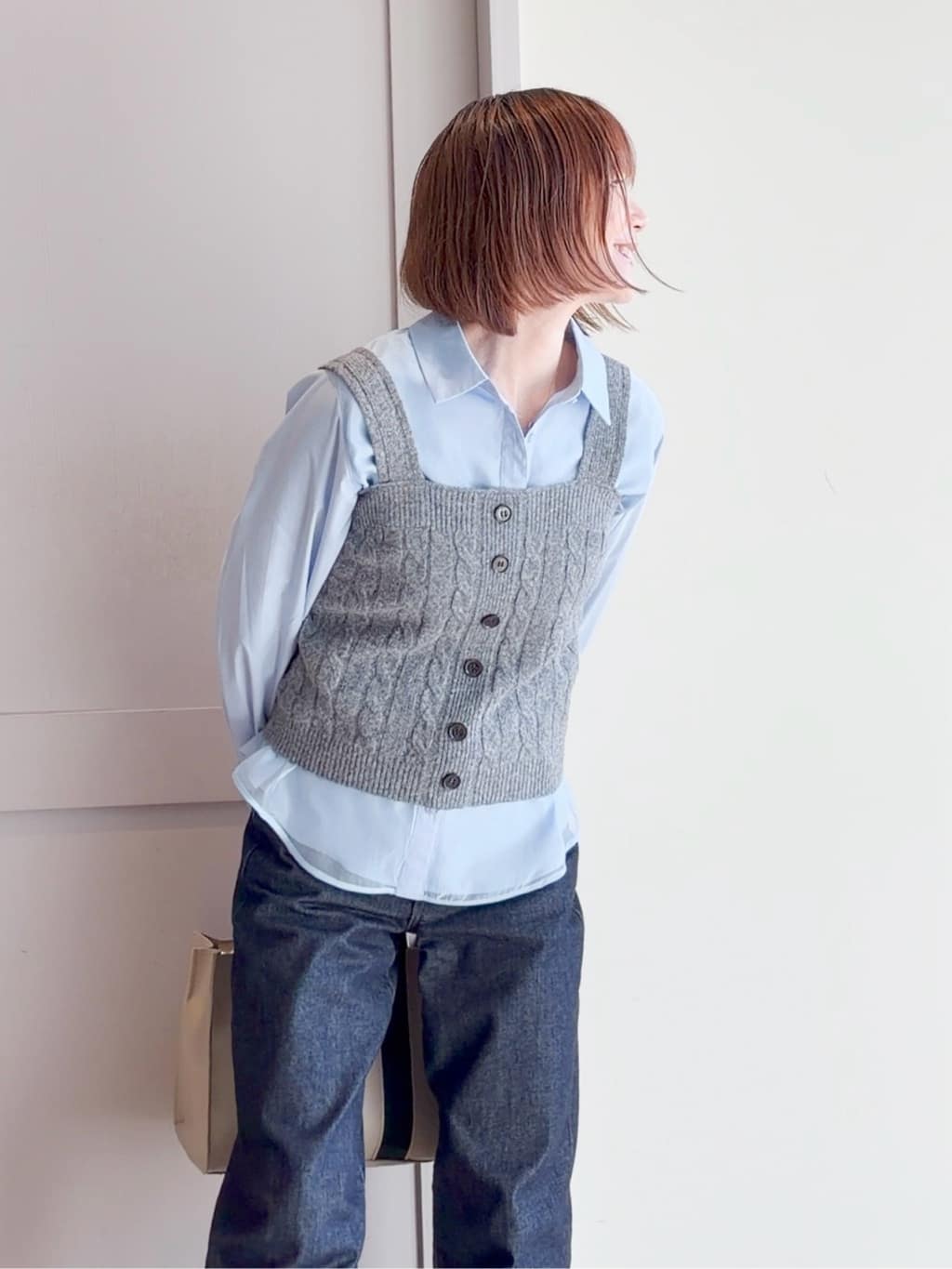 yamakoさんの「grove｜【SETITEM】ケーブルニットビスチェ」を使ったコーディネート