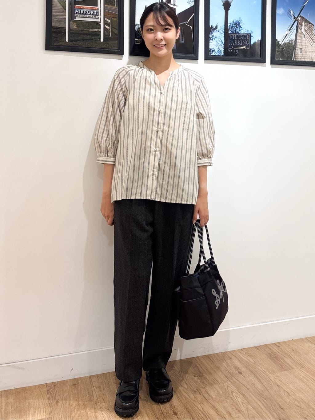 Ririkaさんの「Dessin｜【洗える】ストライプカフス袖ブラウス」を使ったコーディネート