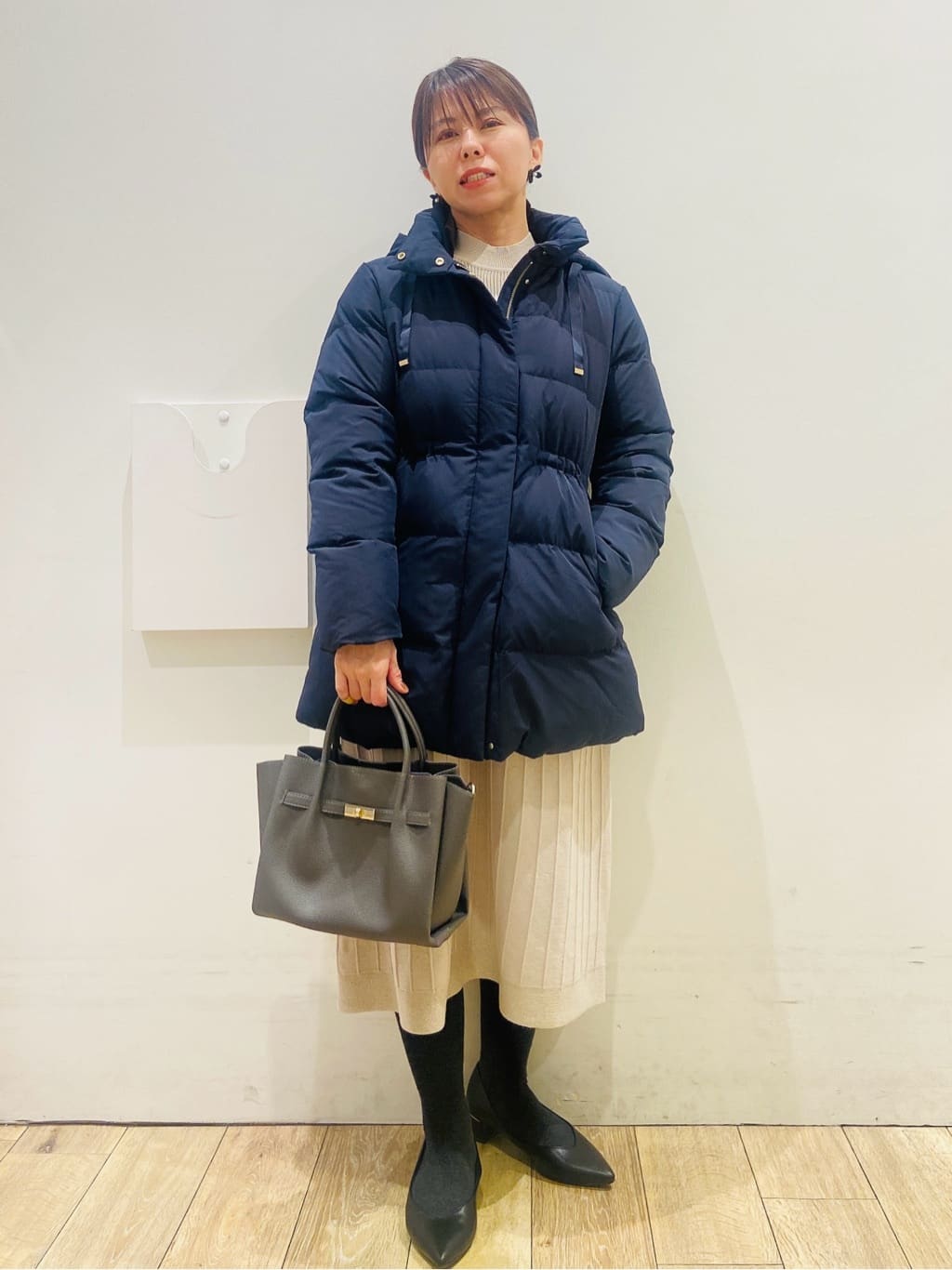 YUKOさんの「index｜KAWADAダウンドロストミドルコート【撥水／洗濯機OK／2WAY／静電気防止裏地】《XS～3L》」を使ったコーディネート