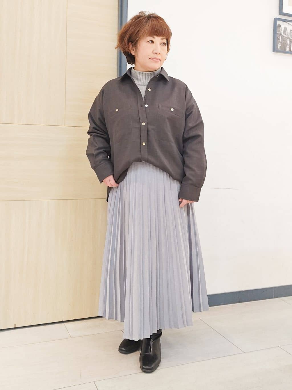むぅポンさんの「grove｜【名品アウター／800FP・多機能】つつまれダウンショート」を使ったコーディネート