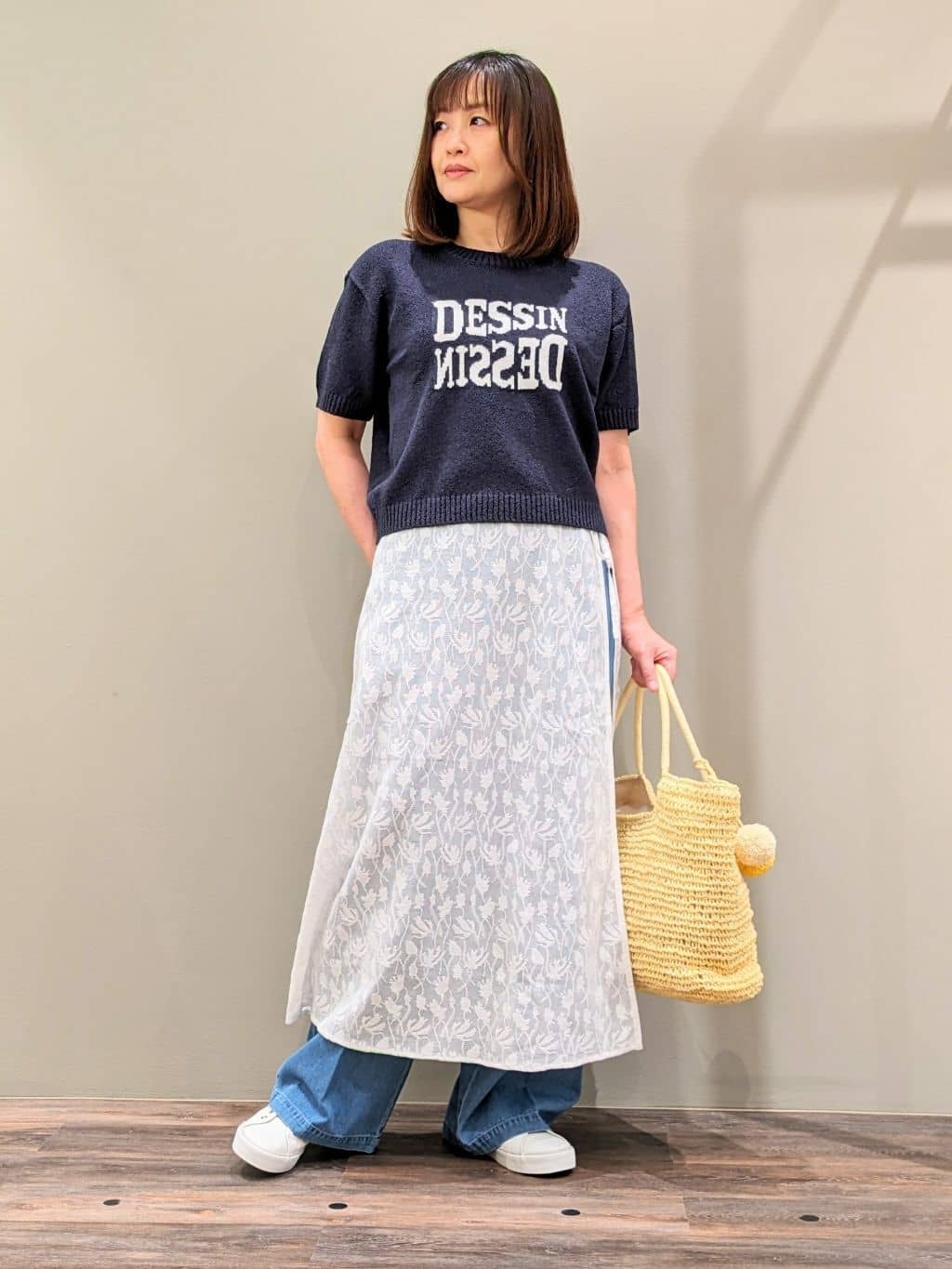 ricoさんの「Dessin｜◆【洗える】デニムワイドマリンパンツ（XS～L）」を使ったコーディネート