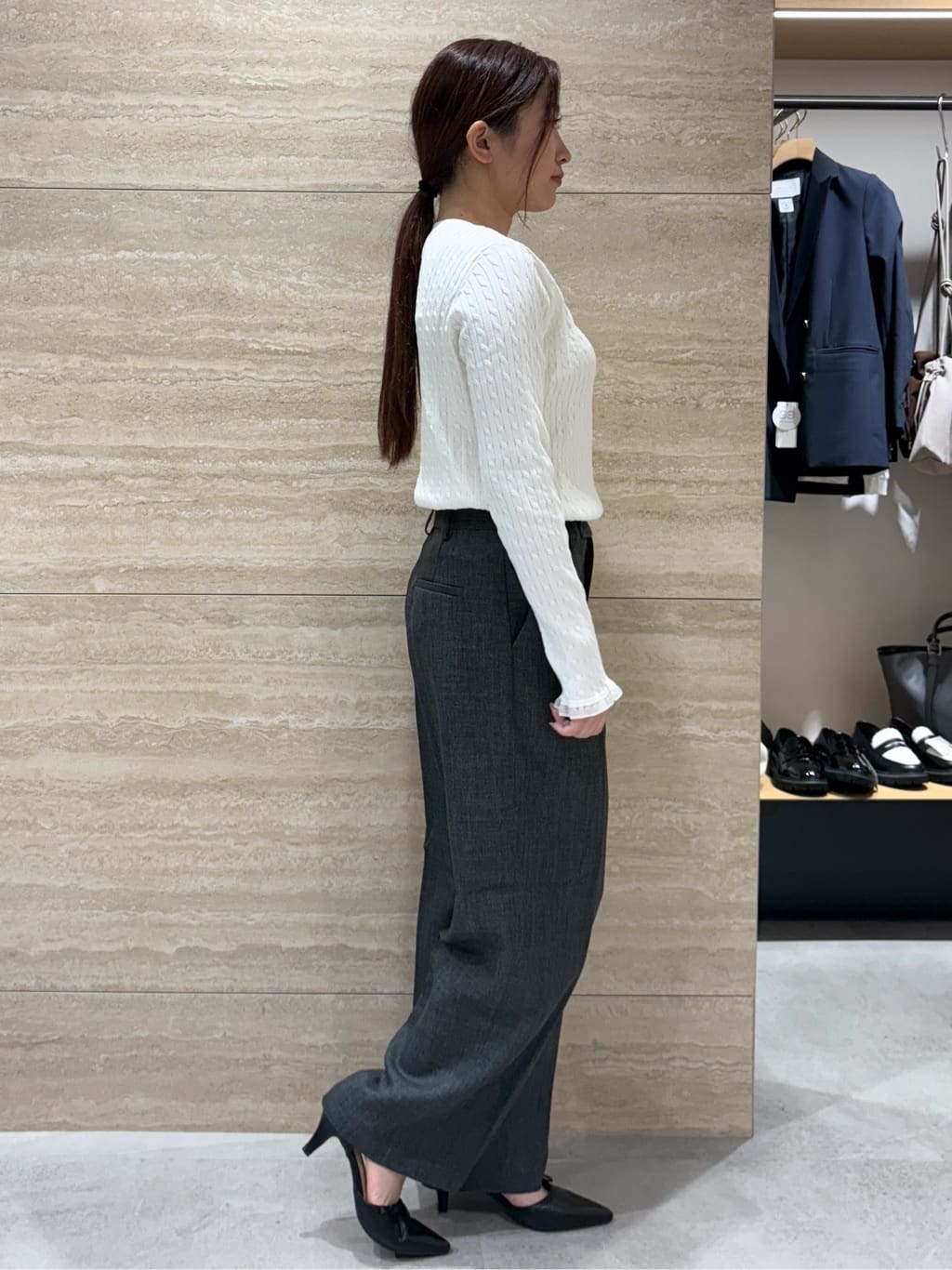 ふうかさんの「index｜ツィード調ワイドストレートパンツ【洗濯機OK／防シワ】」を使ったコーディネート