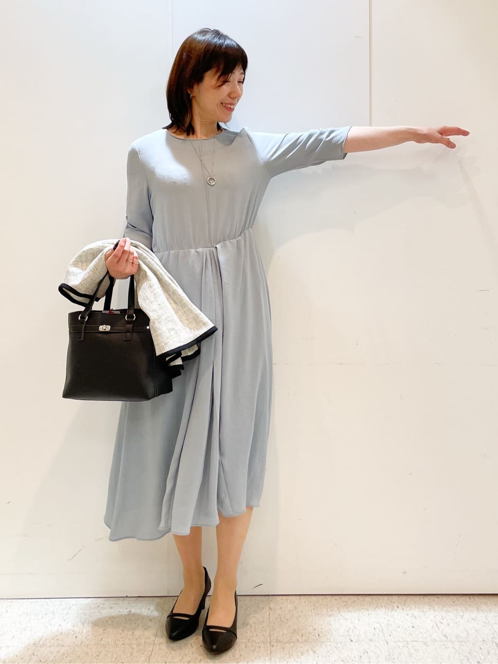 めいさんの「Reflect｜【吸水速乾／防しわ】シルキープリーツワンピース」を使ったコーディネート