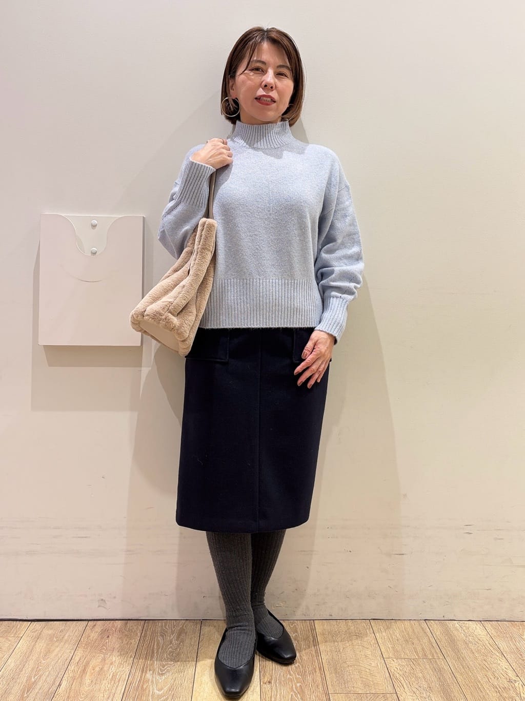 YUKOさんの「index｜選べる2丈 ハイネックカラーミックスラメニット【洗濯機OK】」を使ったコーディネート