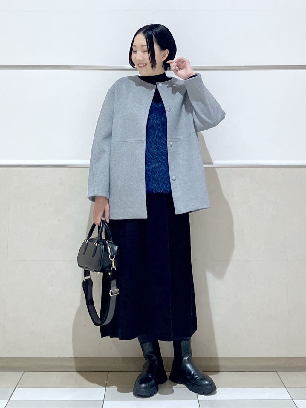 eriko さんの「Dessin｜ウール混クルーネックコート」を使ったコーディネート
