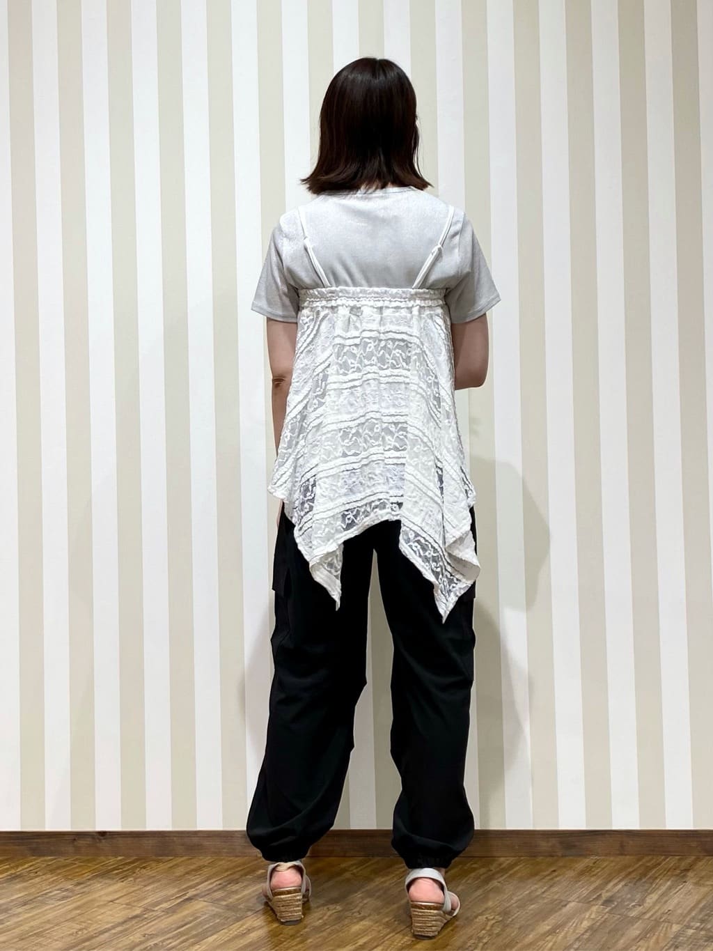 SAOさんの「SHOO･LA･RUE｜【S-LL】大人のラメ感 テレコ半袖トップス」を使ったコーディネート