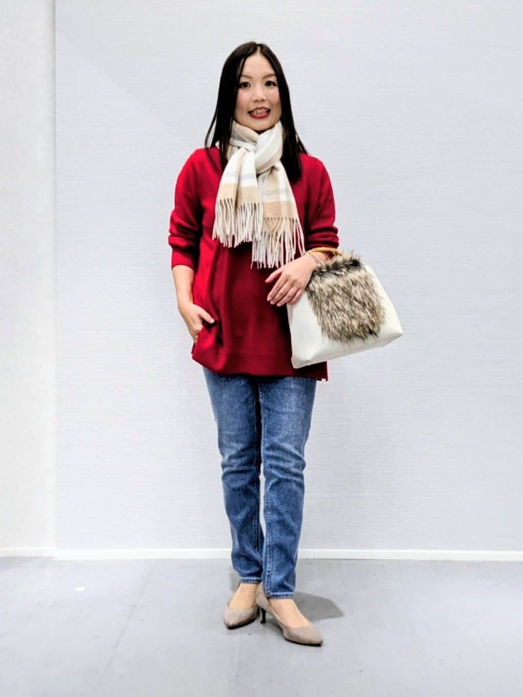 makkyさんの「UNTITLED｜【洗える／チュニック丈／カシミヤ混】スリットデザインVネックニット」を使ったコーディネート