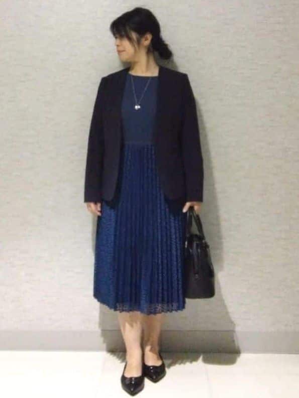 sakoさんの「Reflect｜【SS-4Lサイズ／通勤／セットアップ可】ノーカラージャケット」を使ったコーディネート