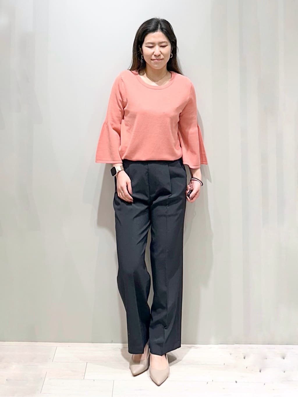 Iguさんの「THE SHOP TK｜◆【接触冷感/体型カバー】7分袖フレアニット/洗濯機OK/ＵＶケア」を使ったコーディネート