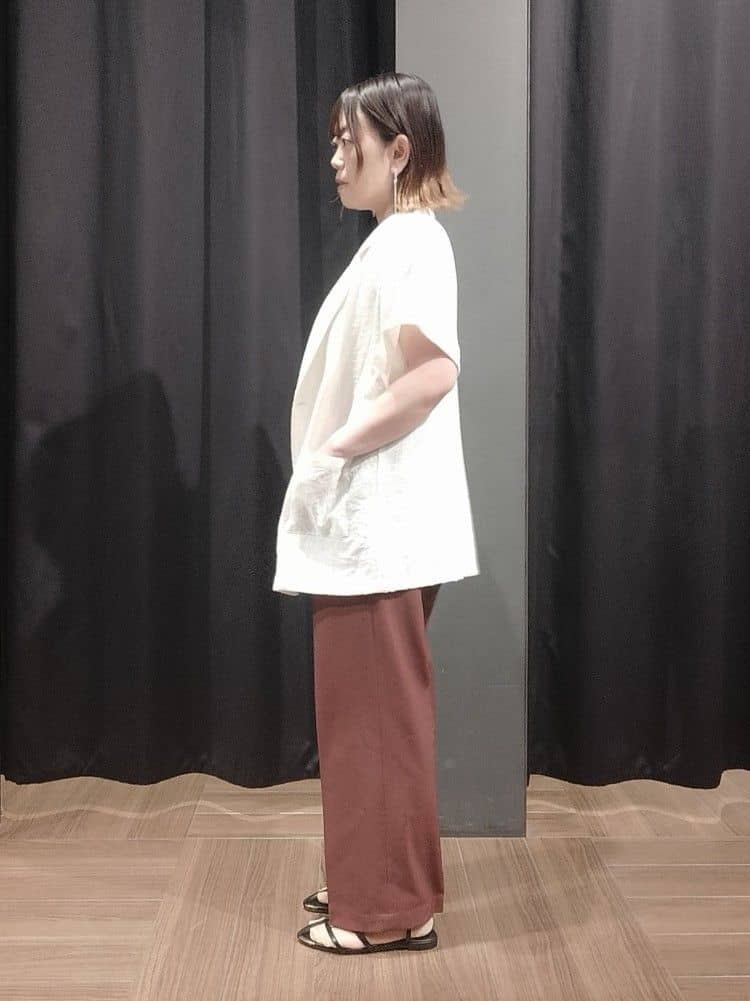 naoさんの「THE SHOP TK｜◆【XS-XLサイズ】麻調ワイドパンツ/洗濯機OK/from the VOICE」を使ったコーディネート