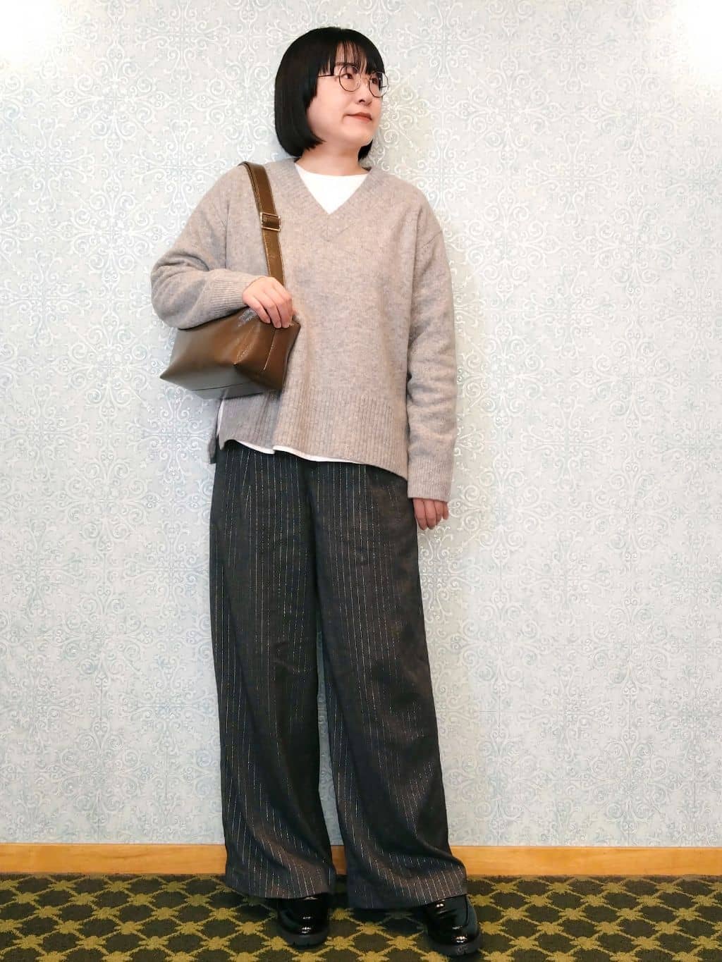 みいさんの「index｜ラメストライプワイドパンツ【洗濯機OK】」を使ったコーディネート