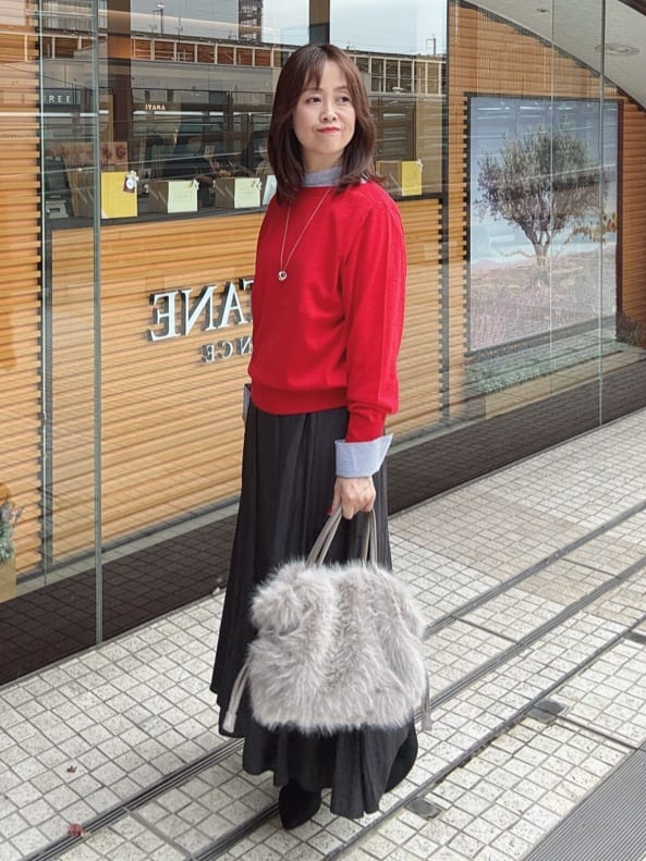 makiさんの「UNTITLED｜【重ね着レイヤード/スーツブラウス】ファインブロードハイネックシャツ」を使ったコーディネート
